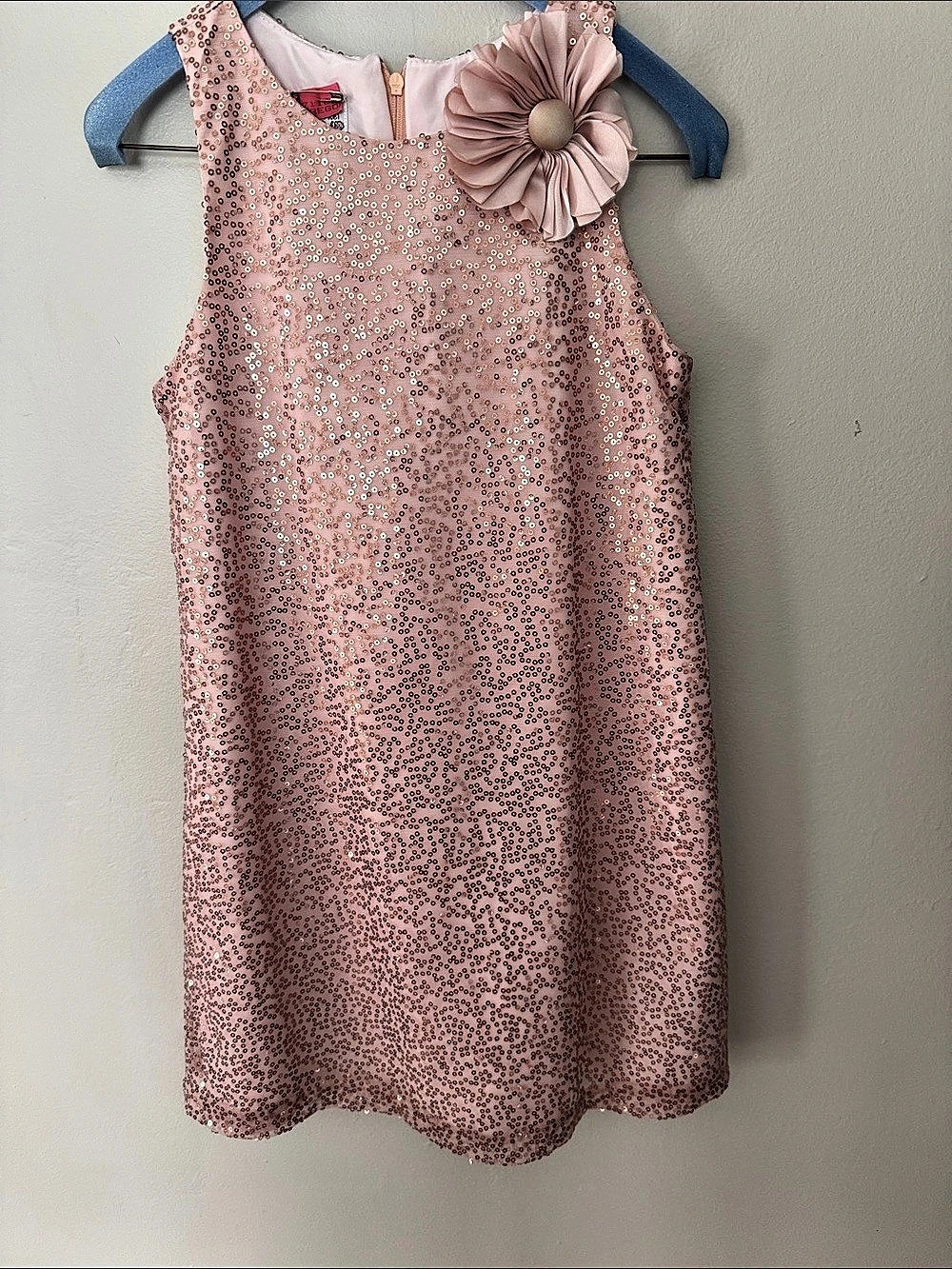 Pippa & Julie Girls Pink Sequin Flower Formal Dress Like New